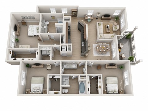 Floor plan for 3 beds, 2 baths, 2055 sqft